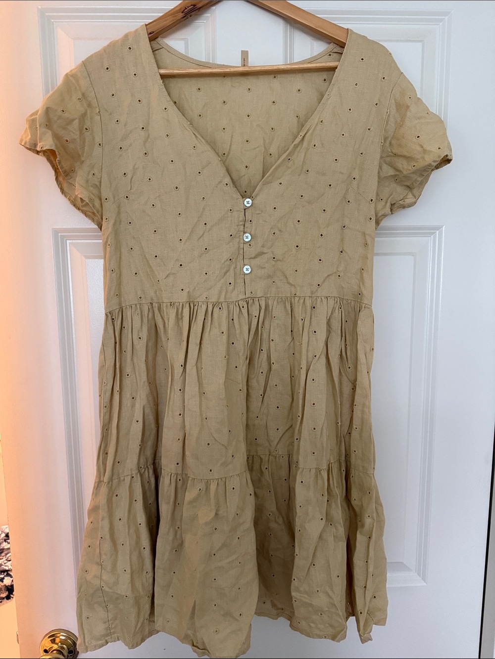 Rylee & cru dolly mini tiered A-line eyelet dress - citron